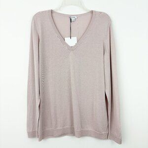 NWT Cuyana Pullover V-Neck Sweater Size L Blush Pink Cotton Silk Cashmere Luxury